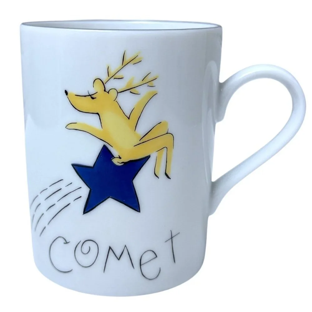 POTTERY BARN Reindeer Mugs Comet and Prancer Holiday Christmas